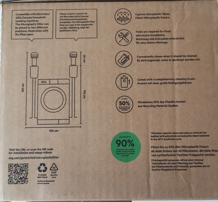 Filtro microplásticos AEG (Máquina de lavar roupa)