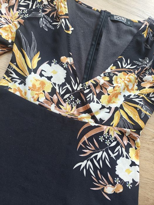 Sukienka kimono w żółte kwiaty