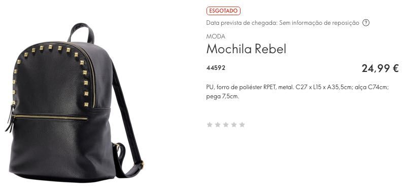 Mochila Preta NOVA (Oriflame)