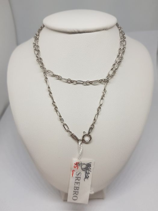 Srebrny rodowany łańcuszek srebrno 925 długość 45cm