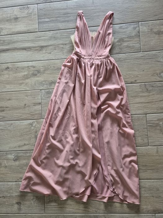 Sukienka Lou Luna pudrowy róż elegancka maxi