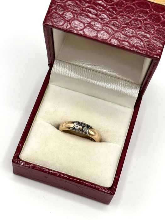 Złota Obrączka pierścionek z brylantami