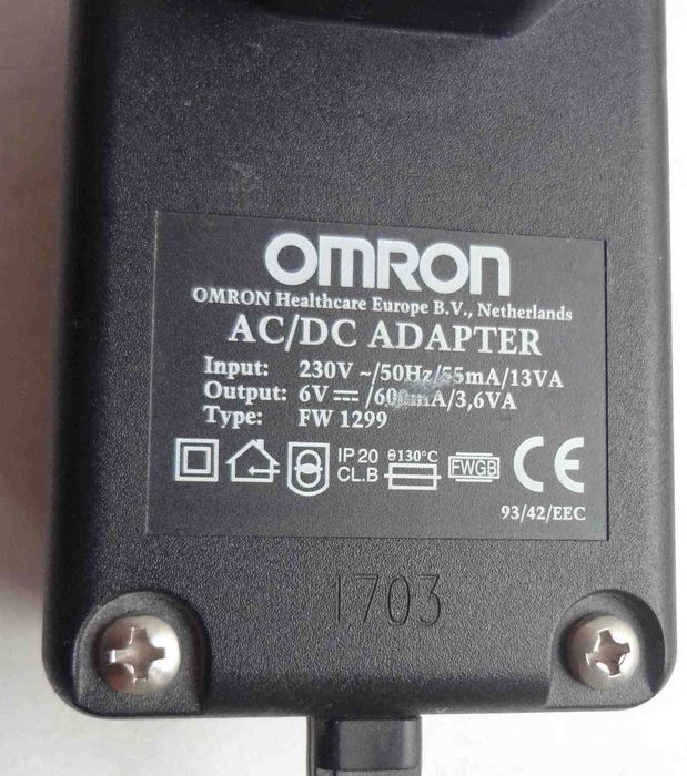 Блок питания Omron 6V 600mA FW 1299, зарядка