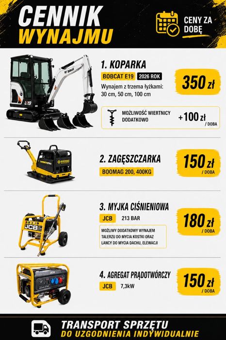 BEZ KAUCJI wynajem koparki BOBCAT (e19)