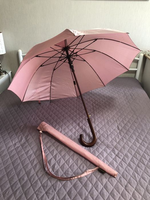 Прочный розовый большой перламутровый зонт трость парасолька