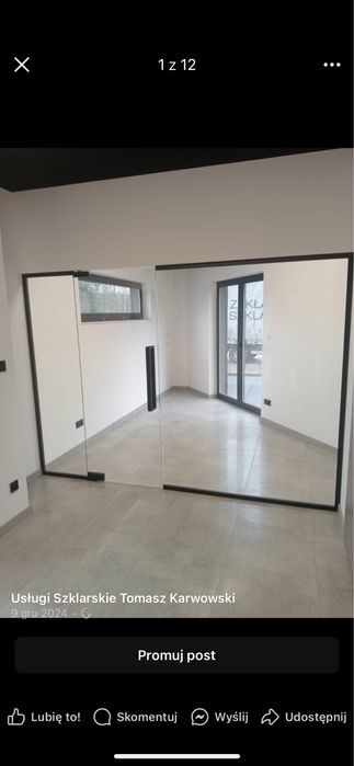 Szklana ścianka działowa