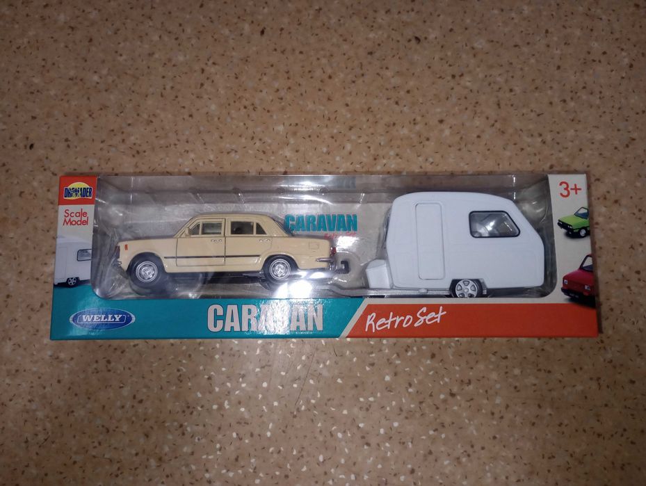 Model Welly Fiat 125P plus przyczepa kempingowa nowy oryginalnie zapakowany