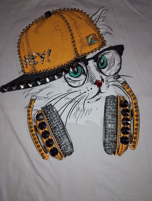 T shirt biały z kotem