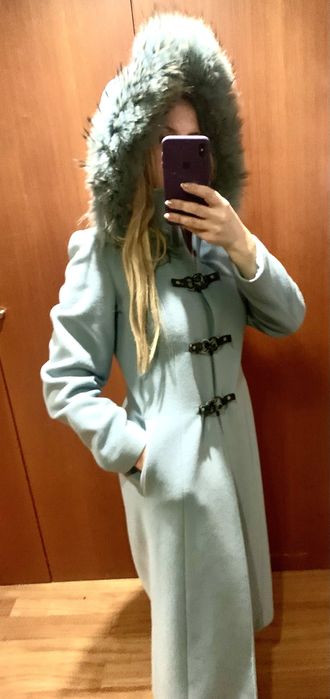 Casaco faenda azul bebe e pelo natural