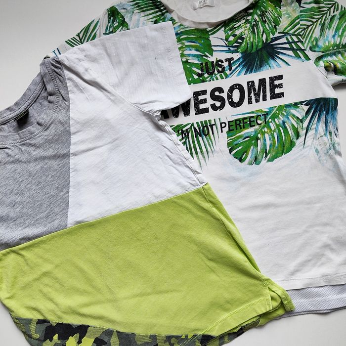 2x t-shirt koszulka chłopięca moro awesome monstera bawełniane 134 140