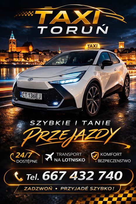 Taxi Toruń – Lotnisko / Dworzec / Transport osób 24h