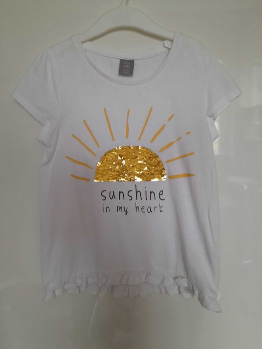 T-shirt biały dziewczęcy r. 128