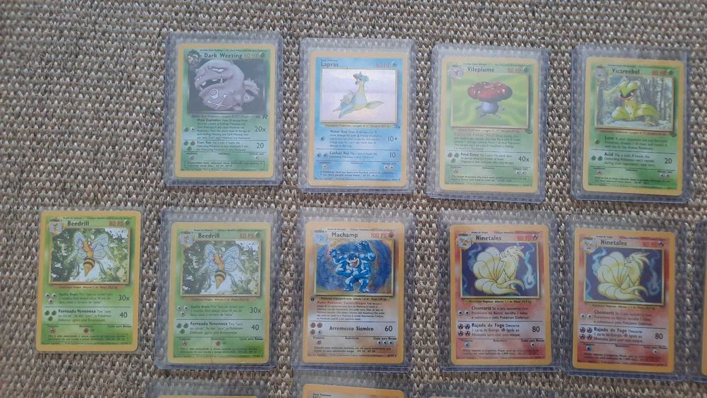 Cartas Pokémon Base Set / Jungle, Fossil, Team Rocket - Raras Português e Inglês - Near Mint / Excelentes / Bom estado