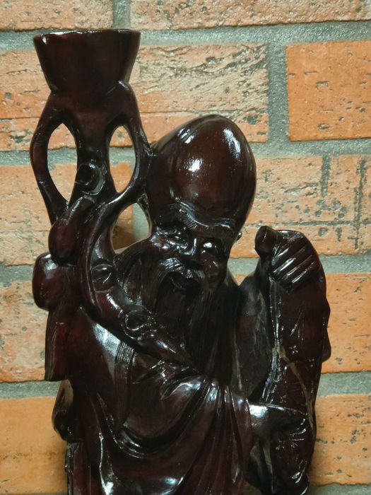 Shouxing Shou Xing Deus Chinês da Longevidade Estátua Esculpida à Mão