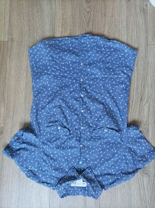 Niebieska, bawełniana koszula damska S