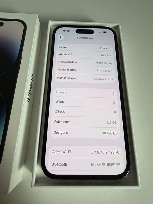 Bateria 100% iPhone 14 Pro 128gb Black