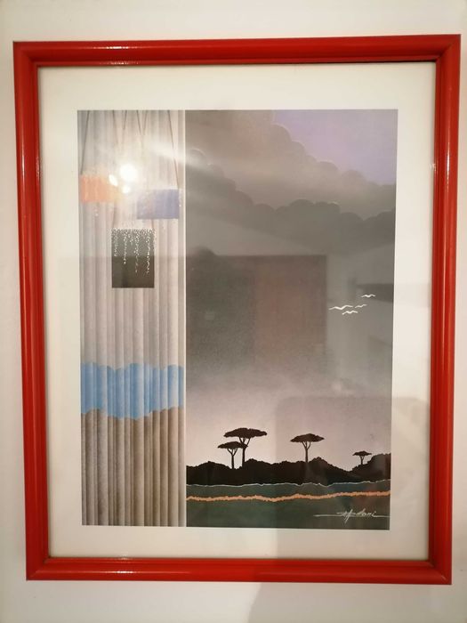 Quadro moldura  vermelha Altura 30 cm largura 24 cm