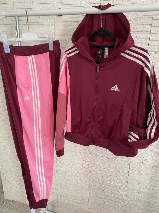 Adidas j nowy set dresowy łączone kolory bordo róż