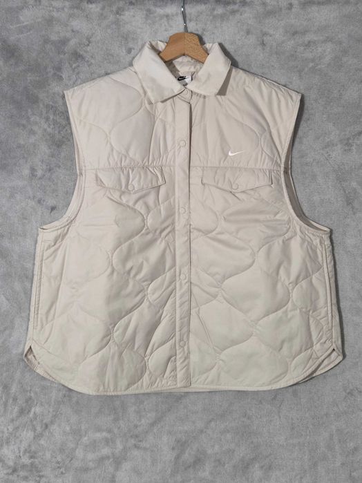 Nowa kamizelka bezrękawnik NIKE Essentials M beżowa pikowana koszulowa metka