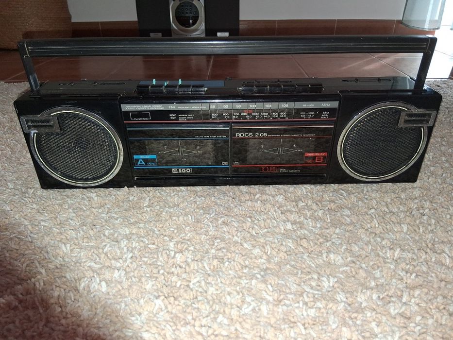 Rádio duplo leitor cassetes e gravador