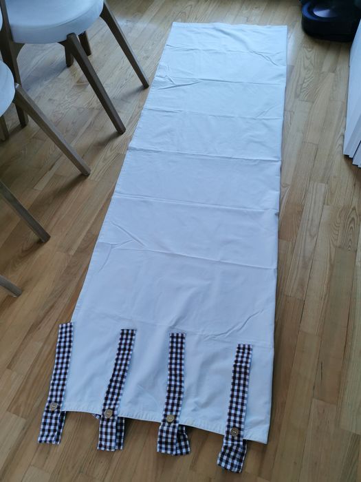 Bawełniane 2 zasłony 136x229 cm, szelki w kratę