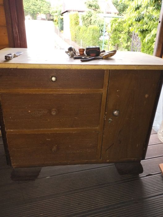 Stara komoda PRL plus nadstawka Stanisław albrecht lata 50 60 bydgoska