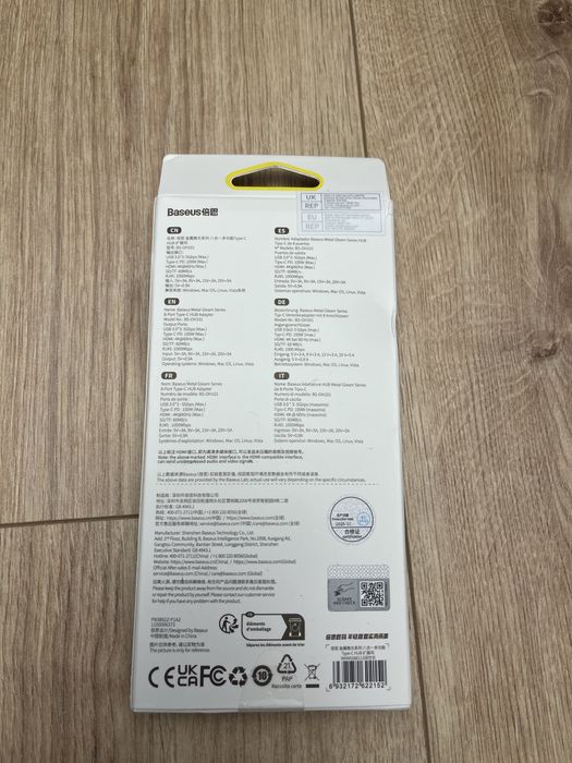 Baseus Hub Adapter Stacja dokujaca USB-C 8w1 4K Ethernet PD 100W HDMI