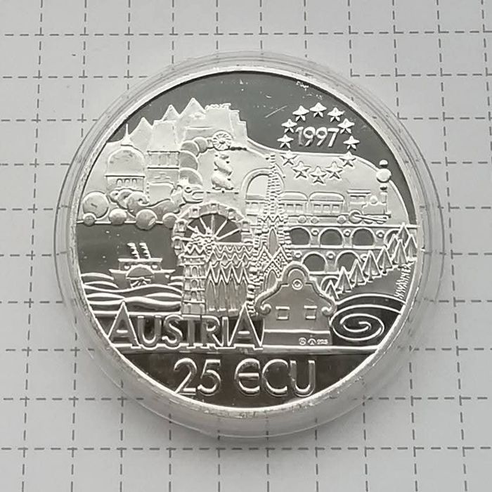 Австрія 25 екю 1997р. 200р. З народження Шуберта. СРІБЛО. ПРУФ.