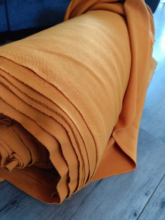 36 Tkanina materiał dzianina lacosta musztardowa 15 m