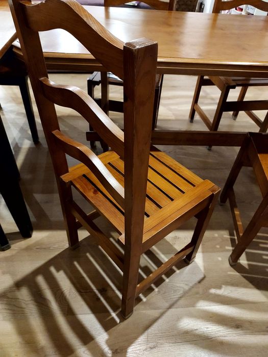 Mesa madeira robusta 150*73cm +4 cadeiras