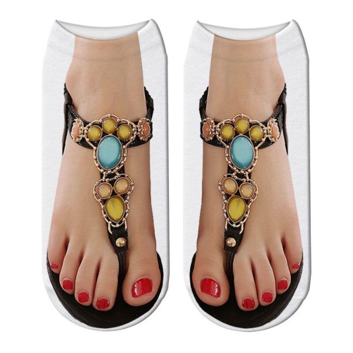 Meias de senhora padrão sandálias (novas)