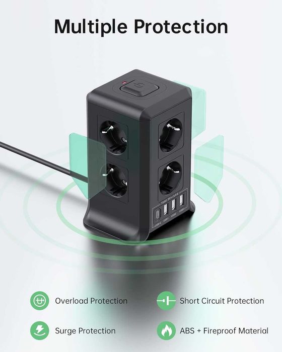 Tomada vertical eléctrica extensão vertical torre de alimentação NOVO