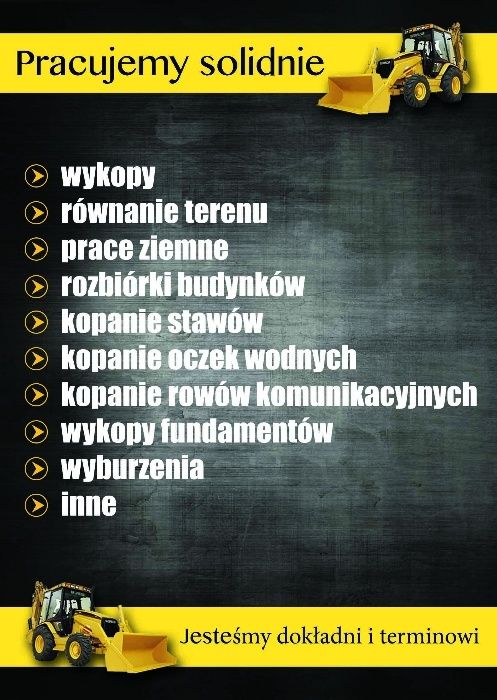 Usługi koparką, roboty ziemne