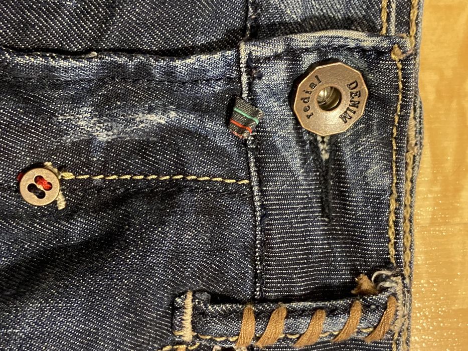 Redial jeans biodrówki S pas 76-80 cm niebieskie dżinsy jeansy dziury