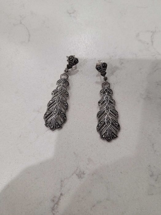 Kolczyki srebne z markazytami wkręcane