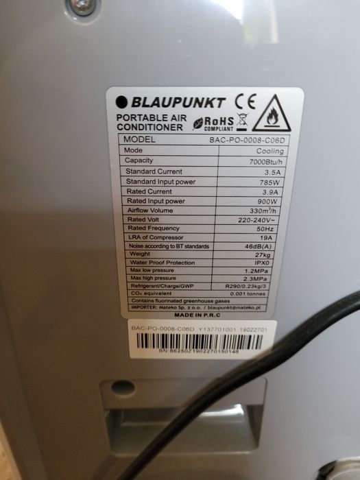 Klimatyzator przenośny Blaupunkt Arrifana 08C