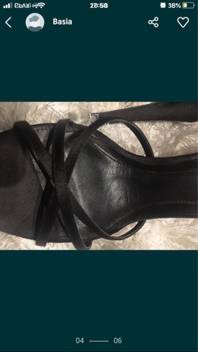 Zara-seksowne atłasowe sandałki,czarne 39/40