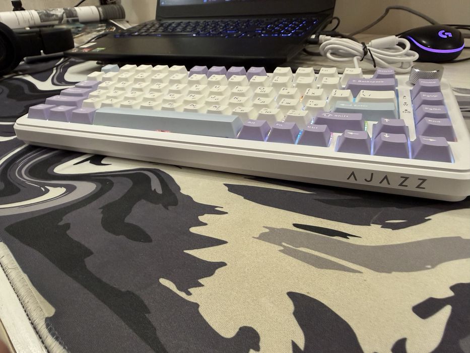 Ajazz AK820 Max !ГАРАНТІЯ! магнітна біло фіолетова клавіатура RGB нова ТОП