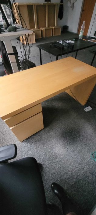 Drewniane biurko 65x140x73 cm z szafką