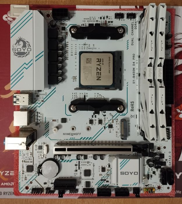 Игровой комплект SOYO B450 PRO + Ryzen 3600 / 5500 / 5600 + ddr4 16gb