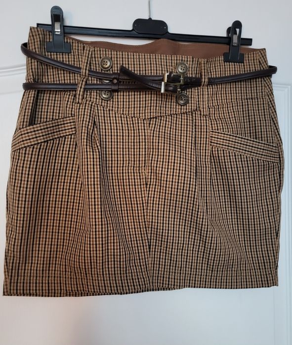 Cropp Chillin mini spódniczka jak nowa brązowa kratka