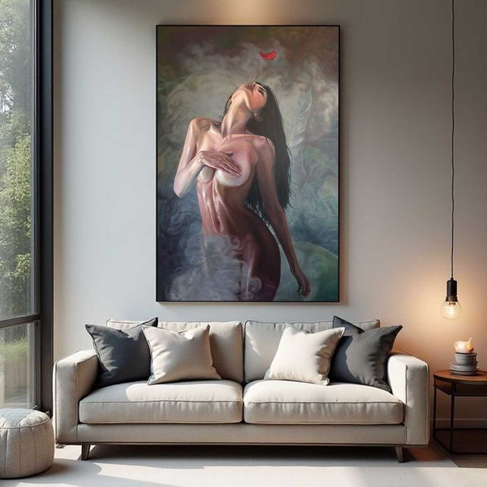„Czerwone piórko” – Wielki Obraz Olejny | 150x100 cm | Unikat | VibRaMy