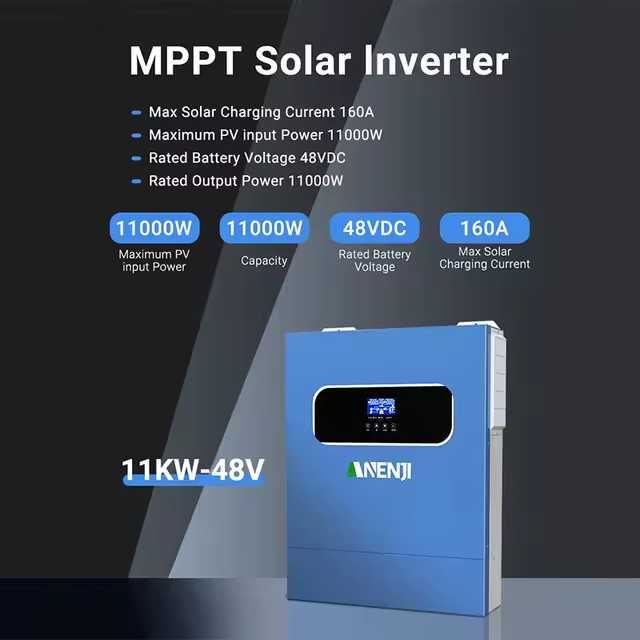 Гібридний інвертор ANENJI ANJ-HHS-11KW-48V 11kW 48V Wi-Fi MPPT (новий)