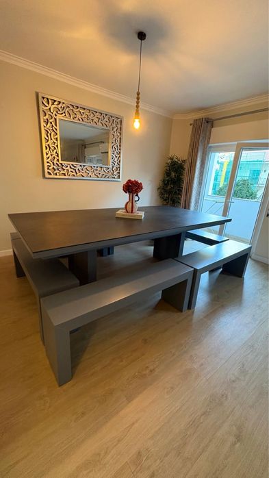 Conjunto Bancos e Mesa Silestone