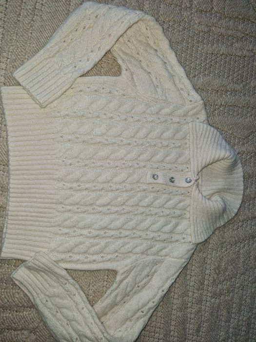 Sweter bialy warkocz 8-9 lat Primark