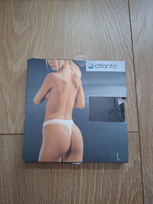 Stringi damskie Atlantic, rozmiar L, kolor czarny