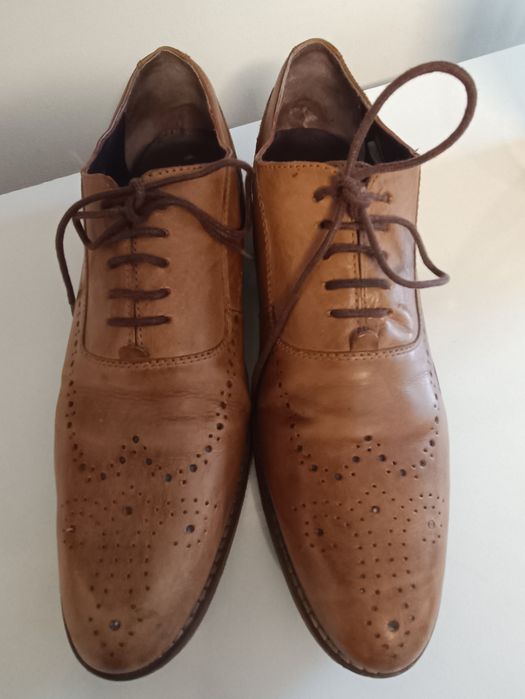 Gucinari Eleganckie Brązowe Skórzane Półbuty Męskie  BDB+ 41