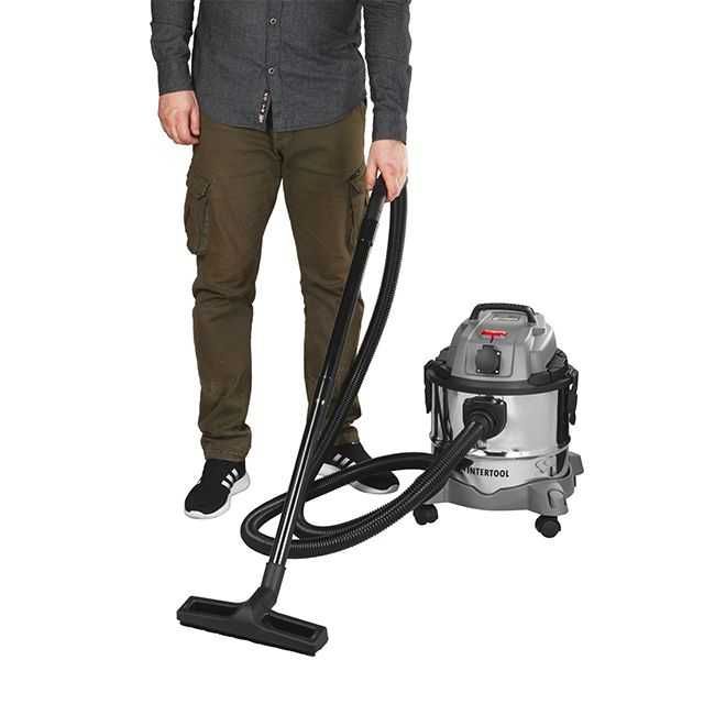 Пылесос строительный INTERTOOL DT-1025 (1.4 кВт, бак 20 л, розетка)