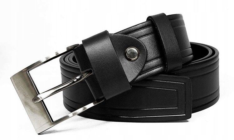 stylowy, skórzany pasek męski z efektownymi tłoczeniami - rovicky 105