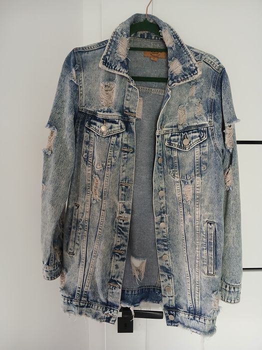 Katana jeans damska z przetarciami długa